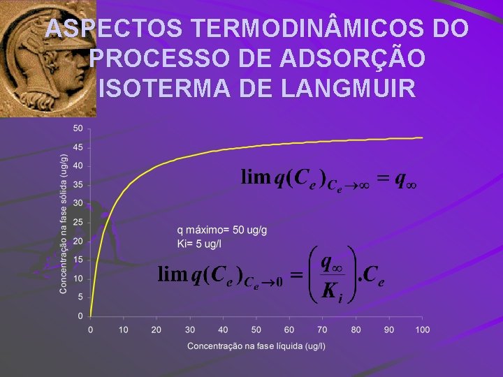 ASPECTOS TERMODIN MICOS DO PROCESSO DE ADSORÇÃO ISOTERMA DE LANGMUIR 