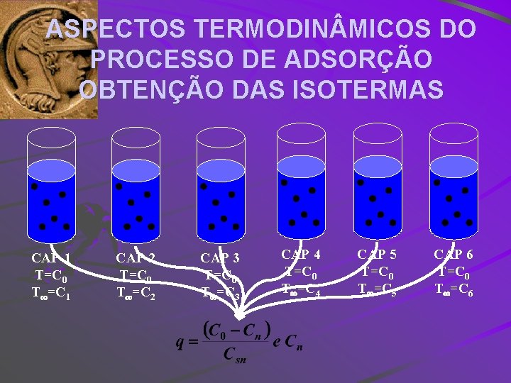 ASPECTOS TERMODIN MICOS DO PROCESSO DE ADSORÇÃO OBTENÇÃO DAS ISOTERMAS CAP 1 T=C 0