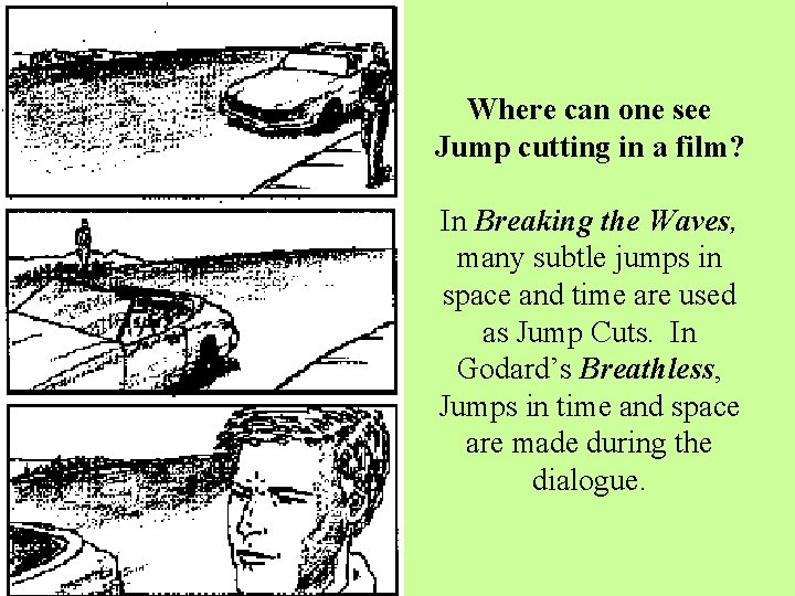 Where can one see Jump cutting in a film? In Breaking the Waves, many