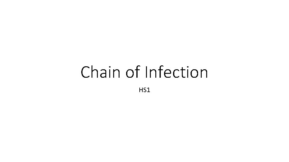 Chain of Infection HS 1 