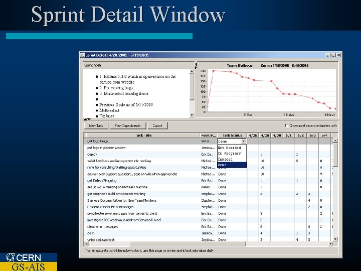 Sprint Detail Window CERN GS-AIS 