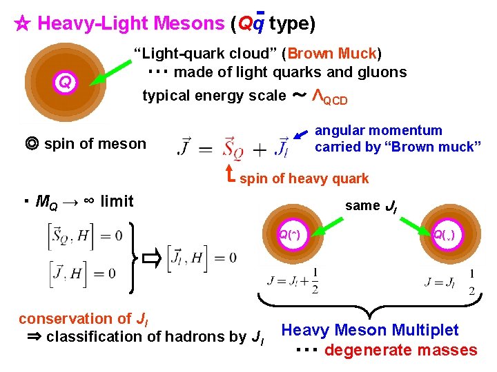 ☆ Heavy-Light Mesons (Qq- type) Q “Light-quark cloud” (Brown Muck) ・・・ made of light