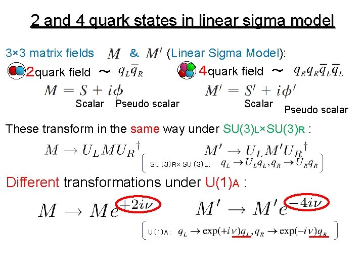 2 and 4 quark states in linear sigma model 3× 3 matrix fields ＆