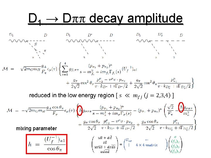 D 1 → Dpp decay amplitude mixing parameter 