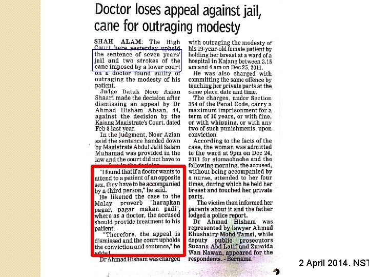 2 April 2014. NST 