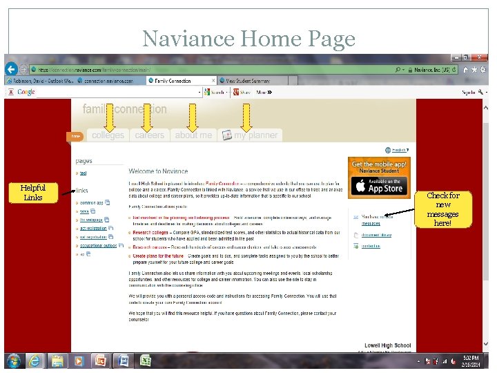 Naviance Home Page Helpful Links Check for new messages here! 