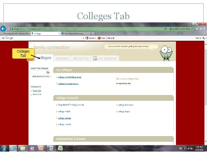 Colleges Tab 