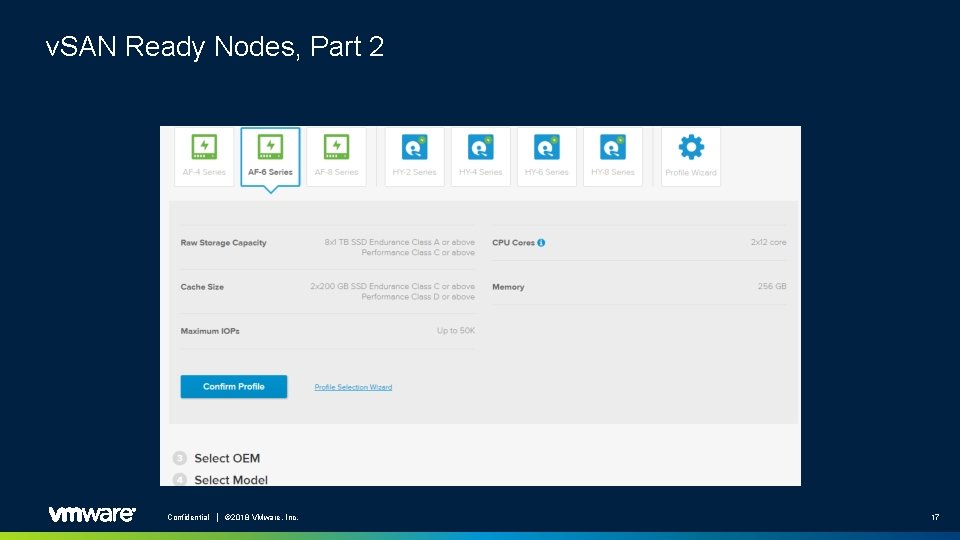 v. SAN Ready Nodes, Part 2 Confidential │ © 2018 VMware, Inc. 17 