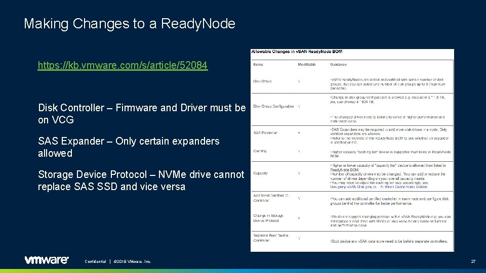 Making Changes to a Ready. Node https: //kb. vmware. com/s/article/52084 Disk Controller – Firmware