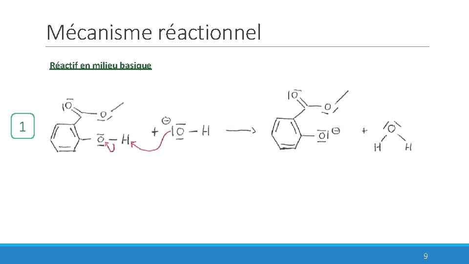 Mécanisme réactionnel Réactif en milieu basique 1 9 