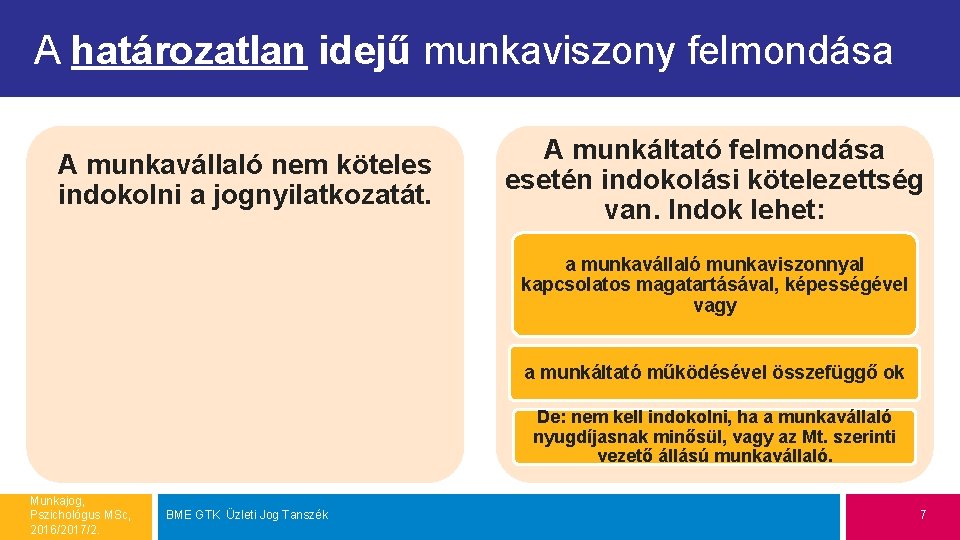 A határozatlan idejű munkaviszony felmondása A munkavállaló nem köteles indokolni a jognyilatkozatát. A munkáltató