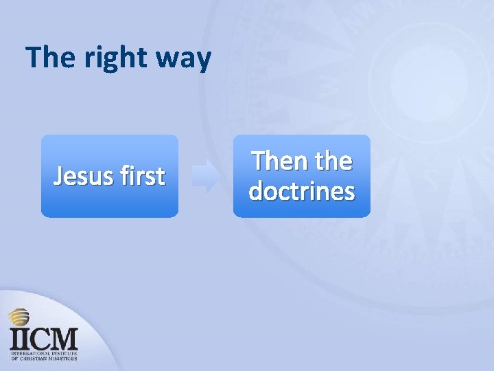 The right way Jesus first Then the doctrines 