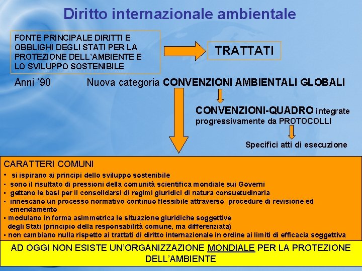 Diritto internazionale ambientale FONTE PRINCIPALE DIRITTI E OBBLIGHI DEGLI STATI PER LA PROTEZIONE DELL’AMBIENTE