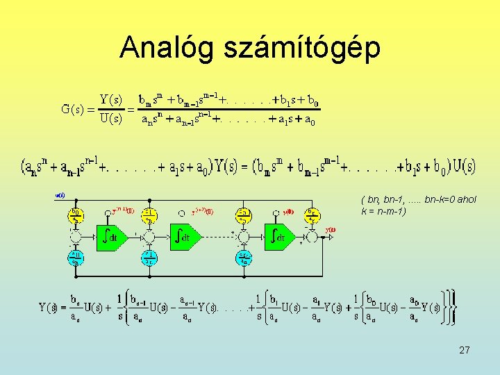 Analóg számítógép ( bn, bn-1, . . . bn-k=0 ahol k = n-m-1) 27