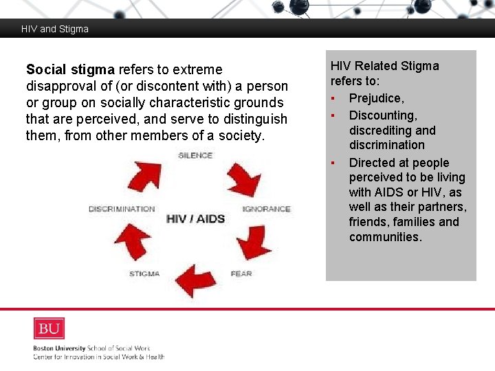 HIV and Stigma Social stigma refers to extreme disapproval of (or discontent with) a