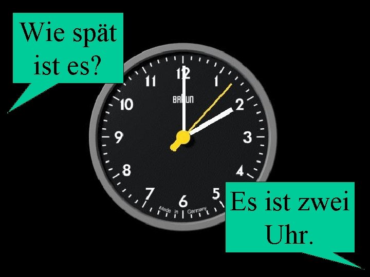 Wie spät ist es? Es ist zwei Uhr. 