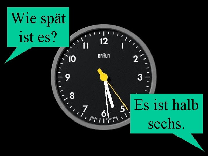 Wie spät ist es? Es ist halb sechs. 
