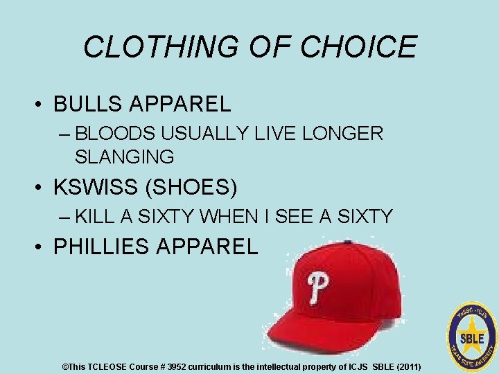CLOTHING OF CHOICE • BULLS APPAREL – BLOODS USUALLY LIVE LONGER SLANGING • KSWISS