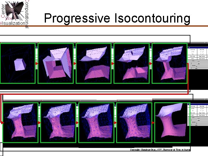 Center Computational CCV Visualization Progressive Isocontouring Copyright: Chandrajit Bajaj, CCV, University of Texas at Center Computational CCV Visualization Progressive Isocontouring Copyright: Chandrajit Bajaj, CCV, University of Texas at