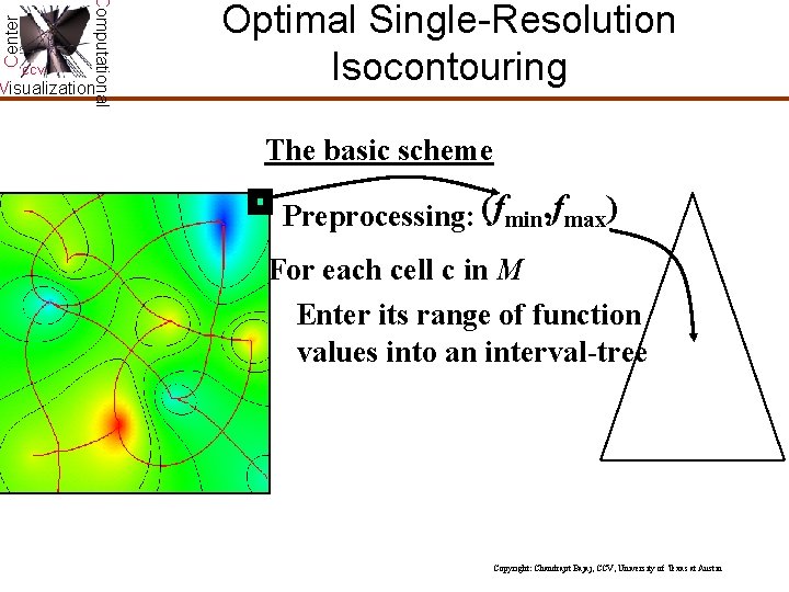 Center Computational CCV Visualization Optimal Single-Resolution Isocontouring The basic scheme Preprocessing: (fmin, fmax) For Center Computational CCV Visualization Optimal Single-Resolution Isocontouring The basic scheme Preprocessing: (fmin, fmax) For