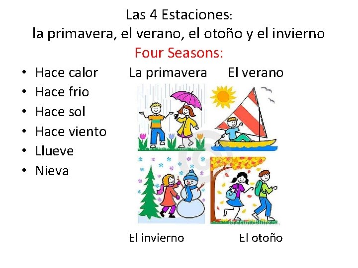 Las 4 Estaciones: la primavera, el verano, el otoño y el invierno Four Seasons: