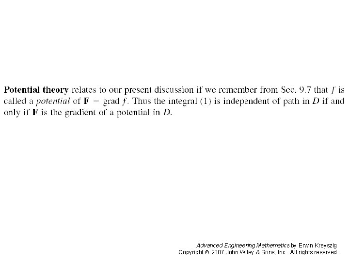 Page 427 (2) Advanced Engineering Mathematics by Erwin Kreyszig Copyright 2007 John Wiley &