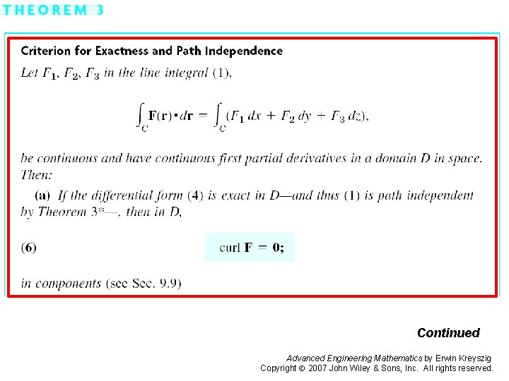 Page 430 (1 a) Continued Advanced Engineering Mathematics by Erwin Kreyszig Copyright 2007 John