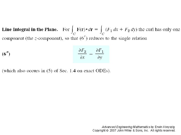 Page 430 (2) Advanced Engineering Mathematics by Erwin Kreyszig Copyright 2007 John Wiley &