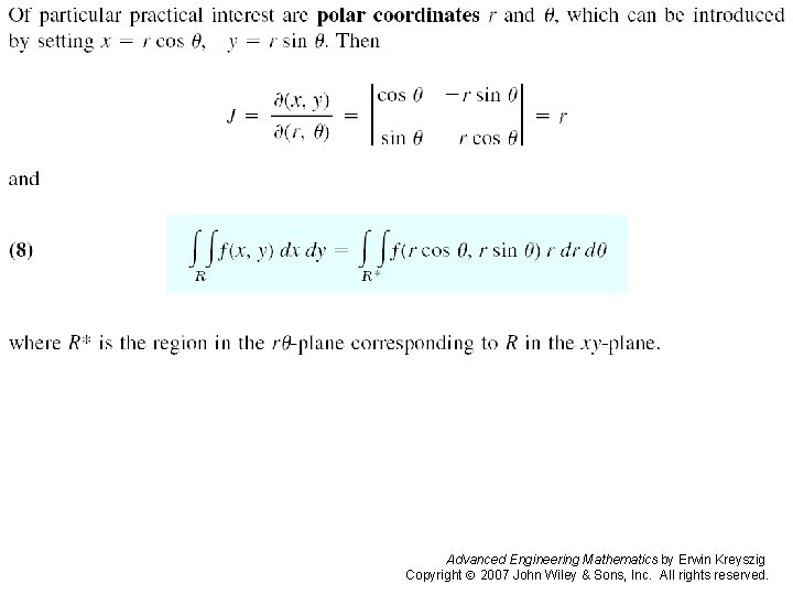 Page 437 Advanced Engineering Mathematics by Erwin Kreyszig Copyright 2007 John Wiley & Sons,