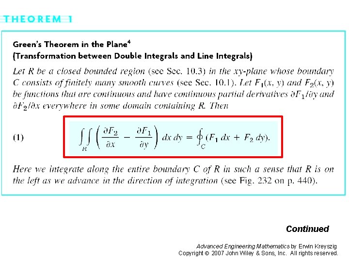 Pages 439 -440 a Continued Advanced Engineering Mathematics by Erwin Kreyszig Copyright 2007 John