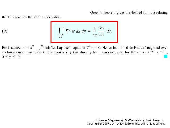 Page 444 Advanced Engineering Mathematics by Erwin Kreyszig Copyright 2007 John Wiley & Sons,