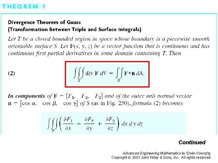 Page 459 (1 a) Continued Advanced Engineering Mathematics by Erwin Kreyszig Copyright 2007 John