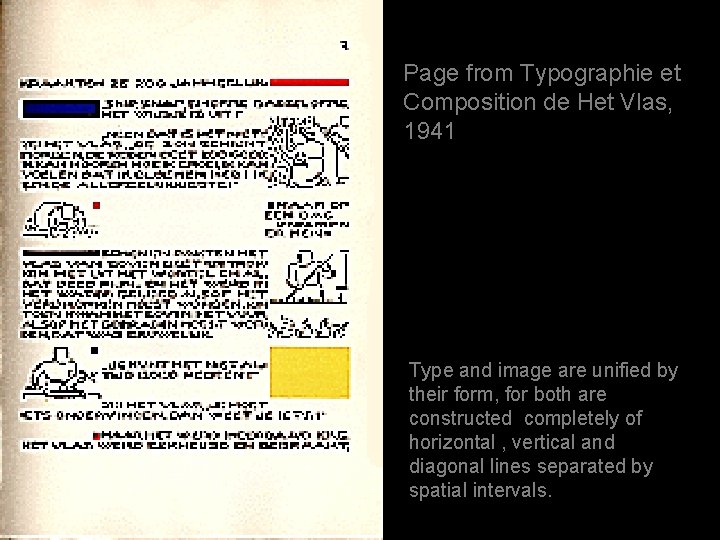 Page from Typographie et Composition de Het Vlas, 1941 Type and image are unified