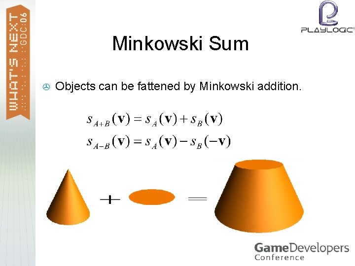 Minkowski Sum > Objects can be fattened by Minkowski addition. 