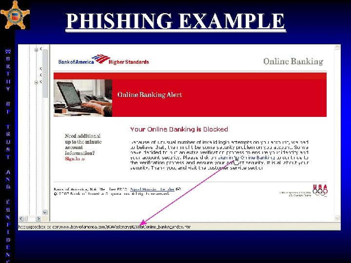 PHISHING EXAMPLE W O R T H Y O F T R U S PHISHING EXAMPLE W O R T H Y O F T R U S