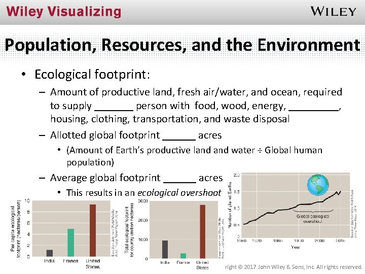 Population, Resources, and the Environment • Ecological footprint: – Amount of productive land, fresh