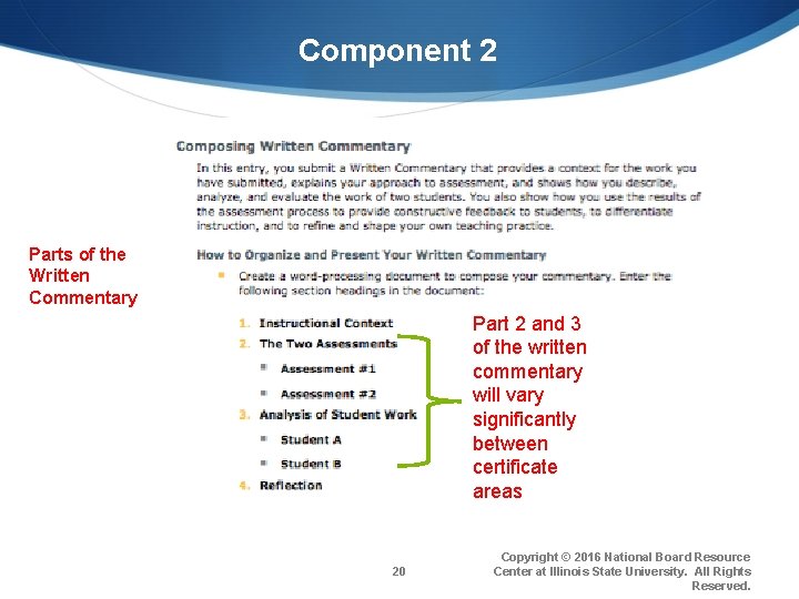 Component 2 Parts of the Written Commentary Part 2 and 3 of the written