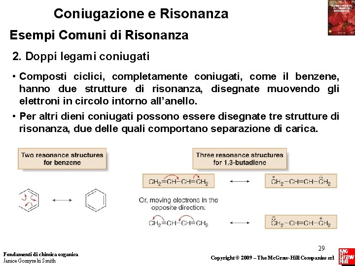 Coniugazione e Risonanza Esempi Comuni di Risonanza 2. Doppi legami coniugati • Composti ciclici,