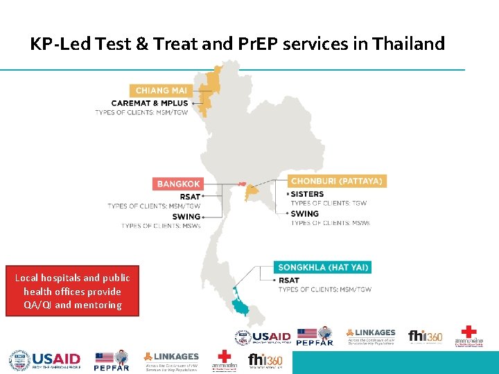 KP-Led Test & Treat and Pr. EP services in Thailand Local hospitals and public