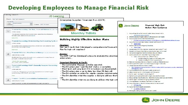 Developing Employees to Manage Financial Risk JD Learning Financial High Risk Action Plan Guidance Developing Employees to Manage Financial Risk JD Learning Financial High Risk Action Plan Guidance