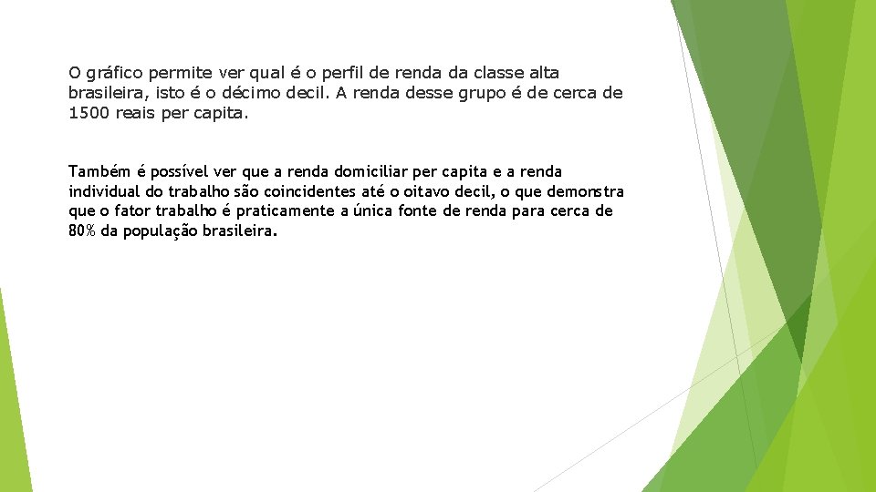 O gráfico permite ver qual é o perfil de renda da classe alta brasileira,