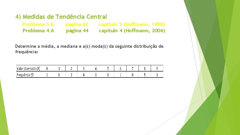 4) Medidas de Tendência Central Problema 5. 6 Problema 4. 6 página 42 página