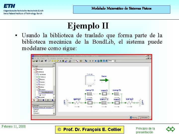 Modelado Matemático de Sistemas Físicos Ejemplo II • Usando la biblioteca de traslado que
