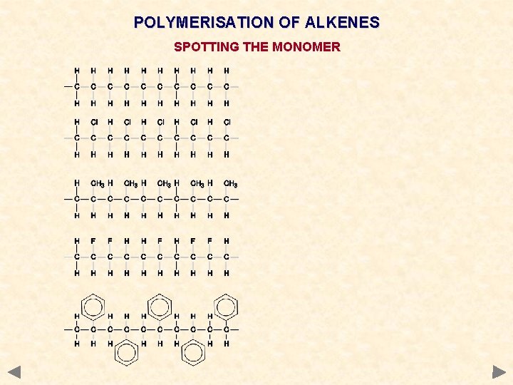 POLYMERISATION OF ALKENES SPOTTING THE MONOMER 