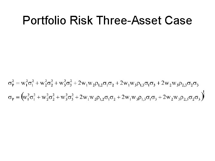 Portfolio Risk Three-Asset Case 