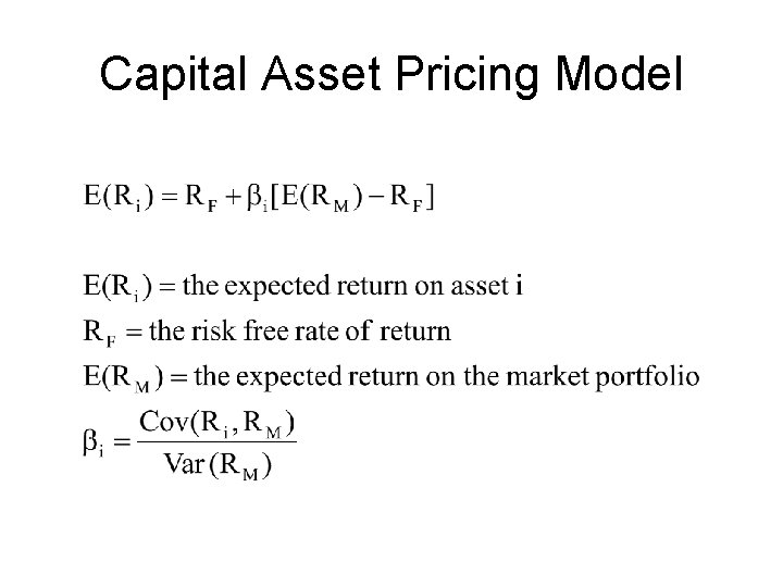 Capital Asset Pricing Model 