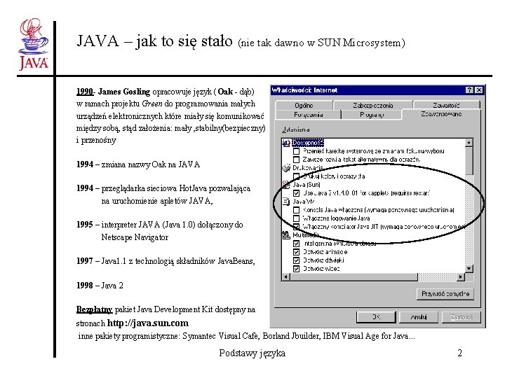 JAVA – jak to się stało (nie tak dawno w SUN Microsystem) 1990 -