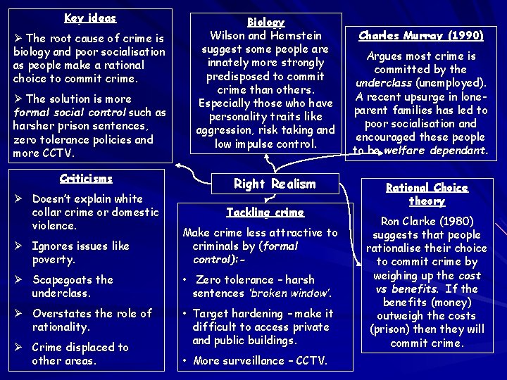 Key ideas Ø The root cause of crime is biology and poor socialisation as Key ideas Ø The root cause of crime is biology and poor socialisation as