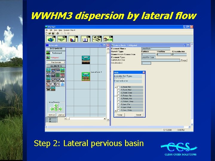 WWHM 3 dispersion by lateral flow Step 2: Lateral pervious basin 