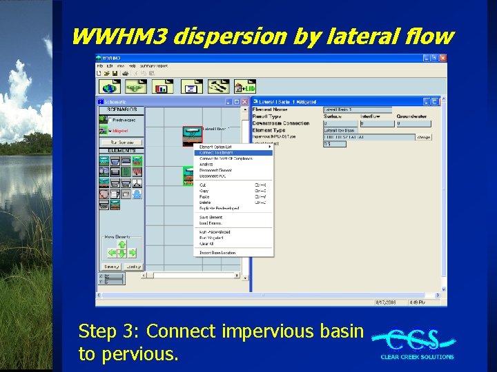 WWHM 3 dispersion by lateral flow Step 3: Connect impervious basin to pervious. 